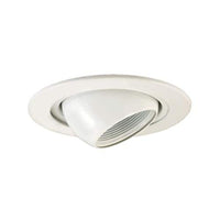 Jesco Lighting TM405WH 4-Inch Aperture Low Voltage Trim Recessed Light, Adjustable Eyeball with Step Baffle, White Finish