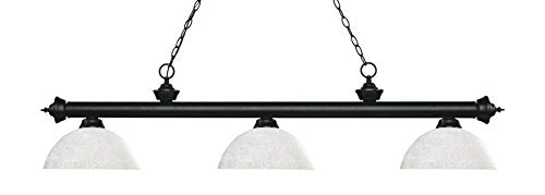 Z-Lite 200-3MB-DWL14 Riviera - 3 Light Island/Billiard in Craftsman Style - 13.5 Inches Wide by 12.75 Inches High, Finish Color: Matte Black, Glass Color: White Linen