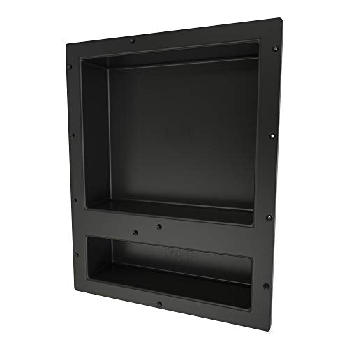 Redi Niche Double Recessed Shower Shelf â?? Black, Two Inner Shelves With Divider, 16 Inch Width X 2