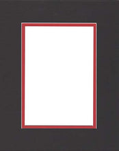 Load image into Gallery viewer, 18x24 Black &amp; Bright Red Double Picture Mat, Bevel Cut for 13x19 Picture or Photo
