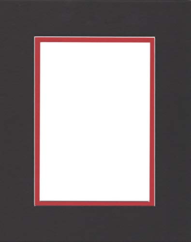 18x24 Black & Bright Red Double Picture Mat, Bevel Cut for 13x19 Picture or Photo