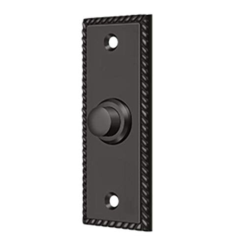 Solid Brass Rectangular Rope Bell Button (Oil Rubbed Bronze)