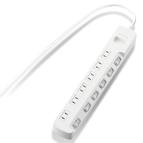 ELECOM Energy Saving Power Strip with Individual Switch 6outlet 2m [White] T-E5A-2620WH (Japan Import)