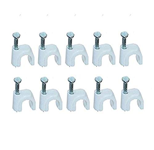 10 Bags 100 Pieces Single RG6 Cable Mounting Clip, White, CNE12790