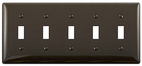 Bryant Electric NP5 5-Gang/5-Toggle Nylon Wall Plate, Standard Size, Brown