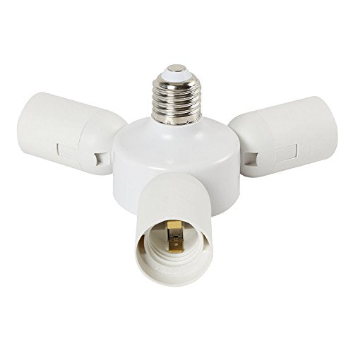 3 in 1 E26/E27 Socket Splitter - Converts 1 Socket to 3 Sockets - Use for E26/E27 Standard Base Bulbs Medium Socket