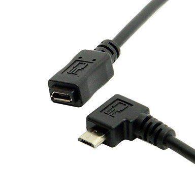 FASEN 0.5m 1.5ft Micro USB 2.0 90 Degree Right Angled Male to Female Tablet Phone Extension Cable