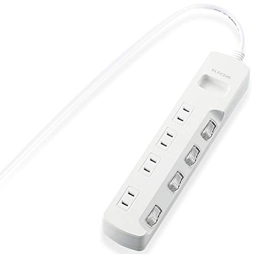 ELECOM Energy Saving Power Strip with Individual Switch 4 Outlet 1m [White] T-E5A-2410WH (Japan Import)