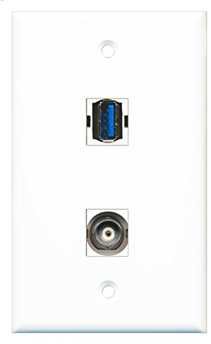 RiteAV - 1 Port BNC 1 Port USB 3 A-A Wall Plate - Bracket Included