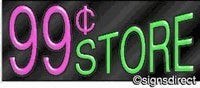 99 Cent Store Neon Sign : 129, Background Material=Clear Plexiglass