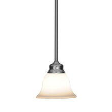 Load image into Gallery viewer, Single Hanging Transitional Mini-Pendant Light in Satin Nickel and Opal White Glass Shade

