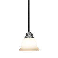 Single Hanging Transitional Mini-Pendant Light in Satin Nickel and Opal White Glass Shade