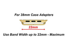 Load image into Gallery viewer, 2 Gold Color Adapters Connectors Lugs with Outside Screw Bars and Star Tool Compatible with Apple Watch 38mm All Series SE 6 5 4 3 2 1 - Fits up to 22mm Watch Straps
