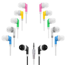 Load image into Gallery viewer, Wholesale Kids Bulk Earbuds Headphones (10-Pack) Earphones, 6 Assorted Colors, for Schools, Libraries, Hospitals by Deal Maniac
