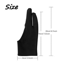 Load image into Gallery viewer, Bestgle Artist Drawing Glove, 2-Fingers Graphic Drawing Glove Left &amp; Right Hand Use for Light Box, Graphic Tablet, Pen Display, iPad Pro Pencil(6 Pack, Black)
