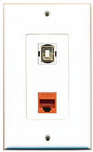 Load image into Gallery viewer, RiteAV - 1 Port Cat6 Ethernet Orange 1 Port USB B-B Decorative Wall Plate - Bracket Included
