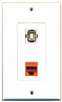 RiteAV - 1 Port Cat6 Ethernet Orange 1 Port USB B-B Decorative Wall Plate - Bracket Included