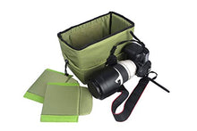 Load image into Gallery viewer, LXH Shockproof Padded Foldable Partition Camera Insert Protective Bag Lens Cases for DSLR Shot Or Flash Light,for Canon Sony Nikon Olympus Camera (Green 10.24 * 5.9 * 7.48 inch)
