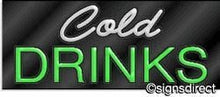 Load image into Gallery viewer, &quot;Cold Drinks&quot; Neon Sign, Background Material=Clear Plexiglass
