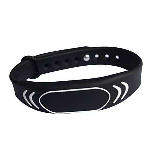 NFC Wristband Ntag213 Silicone Bracelet Black Color Adjustable (Pack of 5)