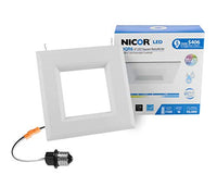 NICOR Lighting 6 inch White Square LED Recessed Downlight in 3000K (DQR6-10-120-3K-WH-BF)