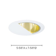 Load image into Gallery viewer, Jesco Lighting TM630PBWH 6-Inch Aperture Line Voltage Trim Recessed Light, Wall Washer with Reflector, Polished Brass Finish with White Trim
