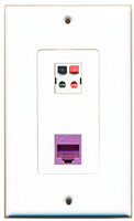 RiteAV - 1 Port Cat6 Ethernet Purple 1 Port Speaker Decorative Wall Plate - Bracket Included