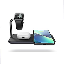 Load image into Gallery viewer, Dual 10-Watt Aluminum Wireless Charging Pad and Watch Charger Station, Qi and MFi Certified, Supports Apple and Samsung Fast Charge, Adapter Included, Black
