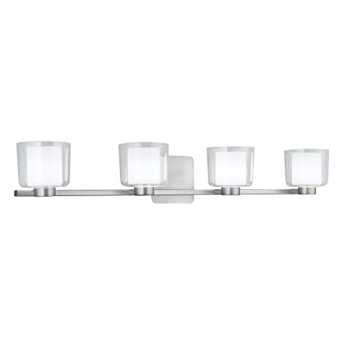 NORWELL 5334-BN-CL Contemporary Modern Four Light Wall Sconce from Alexus Collection in Pwt, Nckl, B/S, Slvr.Finish