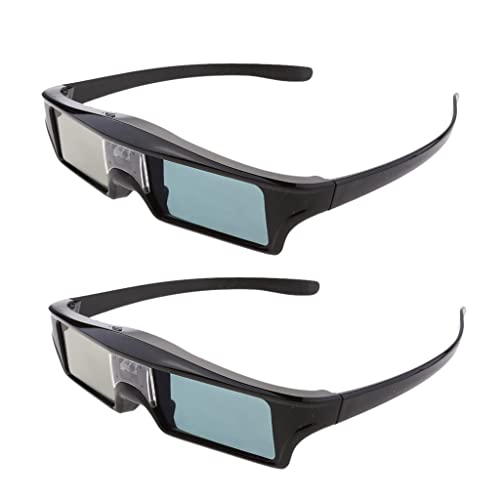 2 Pieces DLP Link 3D Glasses, Ultra-Clear HD 144 Hz 3D Active Rechargeable & Lightweight Shutter Glasses for All 3D DLP Projectors-BenQ, Optoma, Dell, Mitsubishi etc