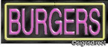 Load image into Gallery viewer, &quot;Burgers&quot; Neon Sign : 184, Background Material=Black Plexiglass
