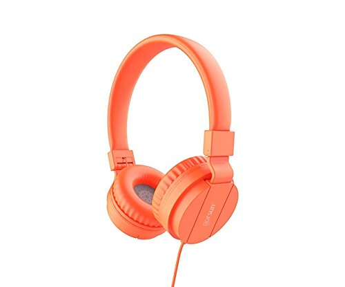Kids Headphones On-Ear Comfortable Foldable Headphones for Kids Lightweight Stereo Headset for Kids Childrens Girls Boys Smartphone PC Tablet MP3/4 Video Game Toddler Headphones (Orange)