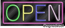 Load image into Gallery viewer, &quot;Open&quot; Neon Sign : 480, Background Material=Black Plexiglass

