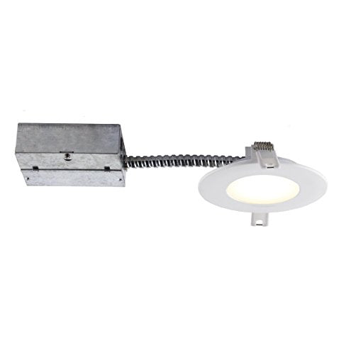 BAZZ Slim Round Integrated LED Recessed Light Fixture Kit, Dimmable, Damp Location, Energy Efficient, 4-in, White