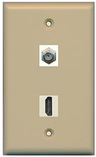 Load image into Gallery viewer, RiteAV - 1 Port HDMI 1 Port Coax Cable TV- F-Type Ivory Wall Plate

