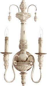Quorum 5506 2 70 Traditional Two Light Wall Mount From Salento Collection In White Finish