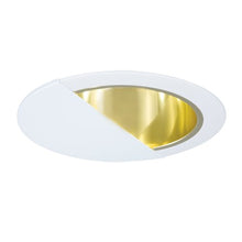 Load image into Gallery viewer, Jesco Lighting TM630PBWH 6-Inch Aperture Line Voltage Trim Recessed Light, Wall Washer with Reflector, Polished Brass Finish with White Trim
