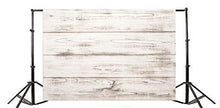 Load image into Gallery viewer, Laeacco Vinyl 7x5ft Rustic White Lateral-Cut Wood Texture Plank Photography Background Grunge Wooden Board Backdrop Children Adult Pets Artistic Portrait Shoot Hardwood Studio Props
