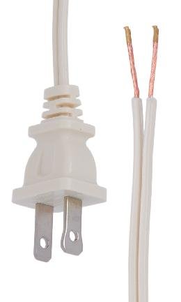 B&P Lamp Ivory Lamp Cord, 8 Foot Long SPT-1 Wire, UL Listed