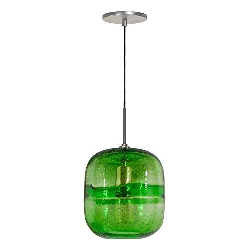 Jesco Lighting PD407-GN/BN 1-Light Line Voltage Pendant and Canopy with Brushed Nickel Socket, Green