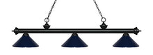 Load image into Gallery viewer, Z-Lite 200-3MB-MNB Riviera - 3 Light Island/Billiard in Billiard Style - 16 Inches Wide by 13.5 Inches High, Finish Color: Matte Black, Shade Color: Navy Blue
