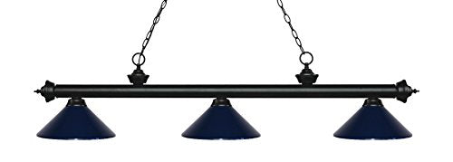 Z-Lite 200-3MB-MNB Riviera - 3 Light Island/Billiard in Billiard Style - 16 Inches Wide by 13.5 Inches High, Finish Color: Matte Black, Shade Color: Navy Blue