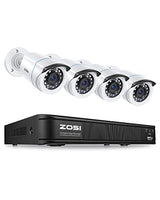 ZOSI H.265+ Full 1080p Home Security Camera System,5MP Lite CCTV DVR Recorder 4 Channel and 4 x 2MP 1080P Weatherproof Surveillance Bullet Camera Outdoor Indoor with 80ft Night Vision (No Hard Drive)