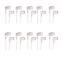 JustJamz Pearl Basic White Headphones 3.5mm Disposable Earphones Bulk Earbuds for Kids and Adults 50 Pack