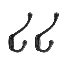 Load image into Gallery viewer, Renovators Supply Manufacturing Double Coat Hook Rustic Antique Wrought Iron Design Hardware Included Pack of 2
