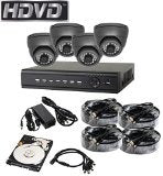 HDVD HVD-P-T87E4 HD-TVI CCTV 8CH DVR with 4 Camera Package Full HD 1080P HDMI Output Night Vision IR Indoor/Outdoor Eyeball Camera 1TB HDD Installed