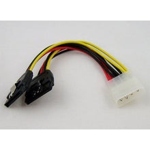 Load image into Gallery viewer, Molex 4-Pin to Dual 15-Pin SATA Power Cable Y Adapter with Metal Latches (6 Inch Length)
