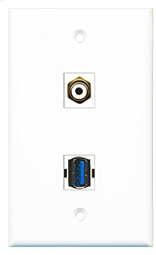 RiteAV - 1 Port RCA White 1 Port USB 3 A-A Wall Plate - Bracket Included