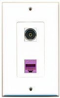 RiteAV - 1 Port Toslink 1 Port Cat6 Ethernet Purple Decorative Wall Plate - Bracket Included