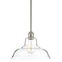 Lucera Glass Kitchen Pendant Light | Brushed Nickel Farmhouse Hanging Light Fixture with LED Bulb LL-P431-LED-BN